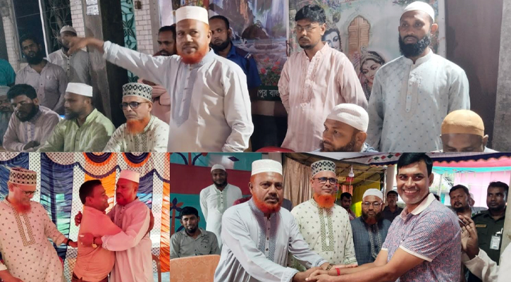 মান্দায় জামায়াতের এমপি প্রার্থীর পূজামণ্ডপ পরিদর্শন