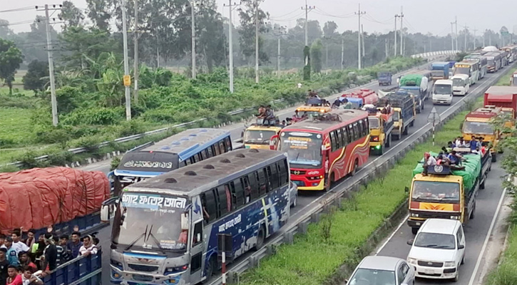 ঢাকা-টাঙ্গাইল-যমুনা সেতু মহাসড়কে ২৩ কিলোমিটার দীর্ঘ যানজট