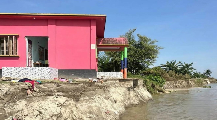 জাজিরায় পদ্মার ভয়াবহ ভাঙন, চোখের পলকেই নদীতে বিলীন প্রবাসীর আস্ত বাড়ি