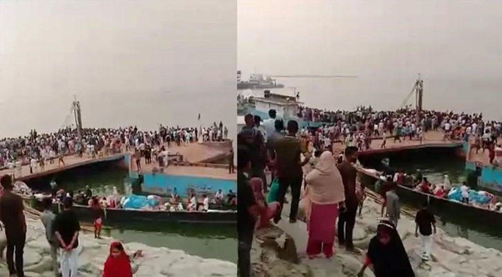 ফেরিতে উঠার সময় নদীতে পড়ল যাত্রীবাহী বাস, বহু হতাহতের শঙ্কা