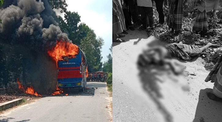 কাজিপুরে সড়ক দুর্ঘটনায় অজ্ঞাত সাইকেল আরোহীর মৃত্যু, জনতার ক্ষোভে পুড়লো বাস