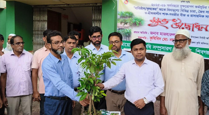 শিবগঞ্জে বৃক্ষরোপণ কর্মসূচির আওতায় বিনামূল্যে চারা, বীজ ও সার বিতরণ
