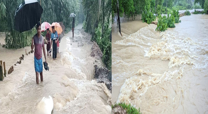 ফেনীতে তিন নদীর বাঁধ ভেঙে ৩০টি গ্রাম প্লাবিত