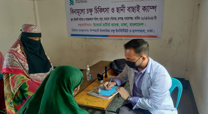 রূপগঞ্জে ৫ শতাধিক পরিবারের মাঝে বিনামূল্যে চক্ষু সেবা ঔষধ বিতরণ