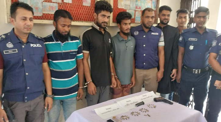 পিরোজপুরে ইতালির তৈরি পিস্তল ও ৪৩ রাউন্ড গুলিসহ  গ্রেপ্তার তিন