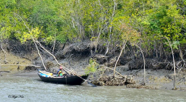 শাকবাড়িয়া নদীতে মাইকিং করে জনসচেতনতা