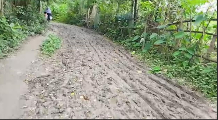 স্বাধীনতার ৫৫ বছরেও কাঁচা রাস্তা, পাকাকরণের দাবিতে এলাকাবাসী