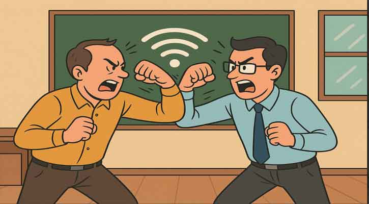 পিরোজপুরের নেছারাবাদে ক্রীড়া প্রতিযোগিতা চলাকালে দুই শিক্ষকের মধ্যে মারামারি