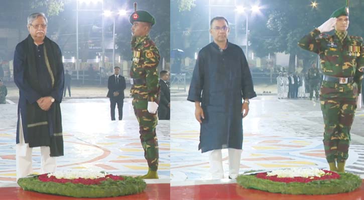 কেন্দ্রীয় শহীদ মিনারে রাষ্ট্রপতি-প্রধানমন্ত্রীর শ্রদ্ধা