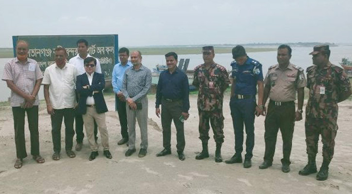 গোদাগাড়ীতে সুলতানগঞ্জের নৌবন্দর পরিদর্শন