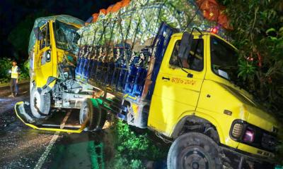 রাজবাড়ীতে থেমে থাকা পিকআপে ট্রাকের ধাক্কা, চালক-সহকারী নিহত