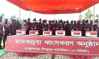 সাতক্ষীরায় ৩১ কোটি ৯৪ লাখ টাকার মাদক ধ্বংস করল বিজিবি