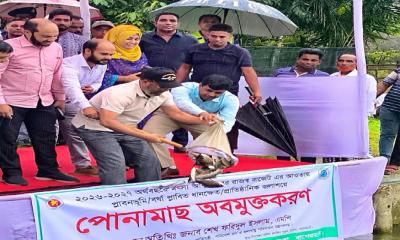 বিএনপির প্রতিষ্ঠাবার্ষিকীতে মোংলায়  গাছের চারা রোপণ ও জলাশয়ে মাছের পোনা অবমুক্ত