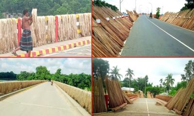 মহম্মদপুরে ব্রীজগুলোতে অবাধে শুকানো হচ্ছে পাট ও পাটকাঠি