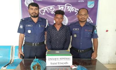 পদ্মা সেতু দক্ষিণে ইয়াবা-গাঁজাসহ যুবক আটক, পুলিশে সোপর্দ