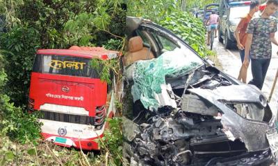 কাশিয়ানীতে বাস ও প্রাইভেটকারের মুখোমুখি সংঘর্ষে নিহত-২, আহত ২০ জন