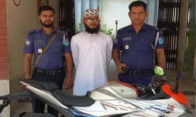 পাংশায় চোরাই মোটরসাইকেল সহ যুবক আটক