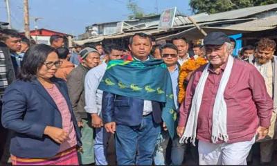 বান্দরবান থানচিতে বিএনপি মনোনীত প্রার্থী সাচিং প্রু জেরীর পথসভা ও গণসংযোগ