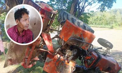 সড়কে ট্রাক্টর গাড়ি উল্টে একজন নিহত, আহত ৪