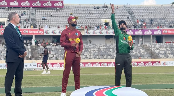 ওয়েস্ট ইন্ডিজের বিপক্ষে টসে হেরে ব্যাটিংয়ে বাংলাদেশ